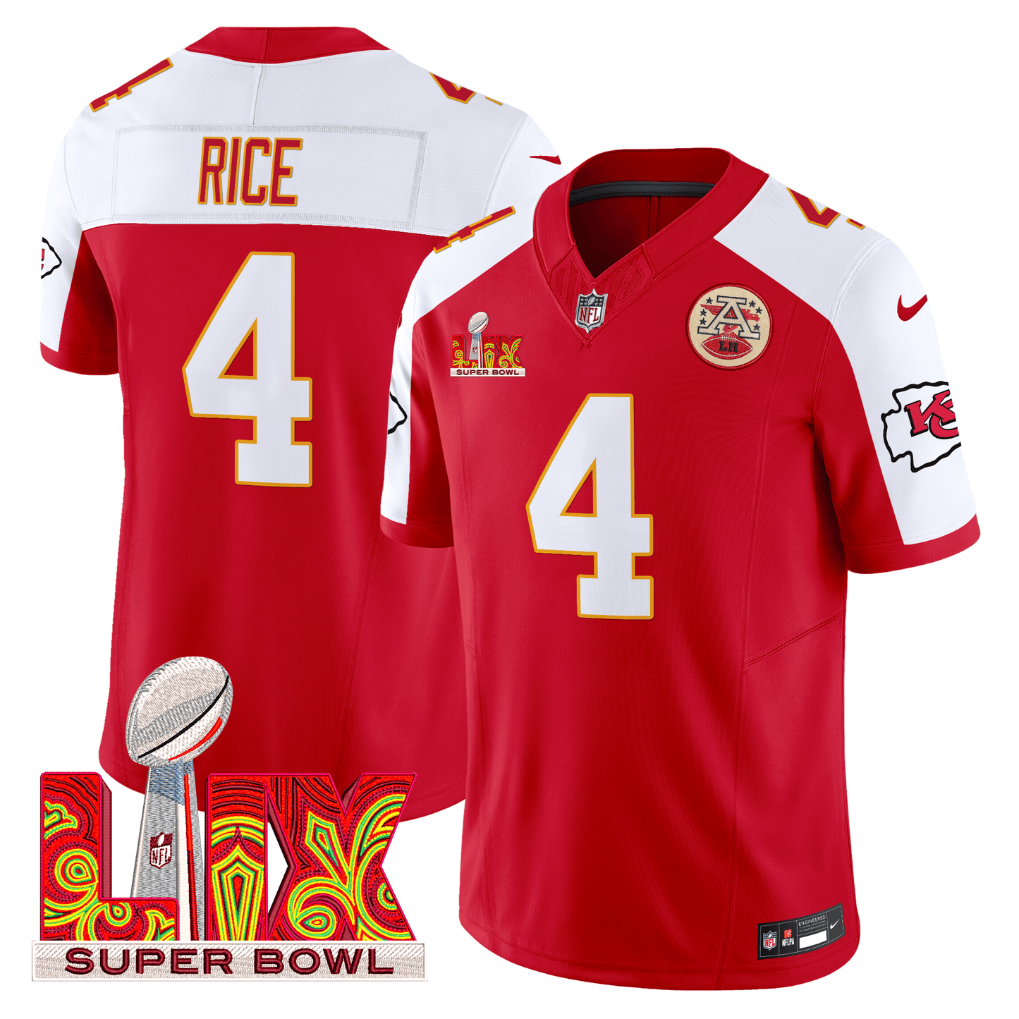 Chiefs Super Bowl LIX Patch Vapor Limited Jersey - All Stitched