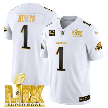 PHI Super Bowl LIX Patch Gold Vapor Limited Jersey - All Stitched