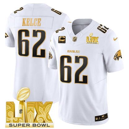 PHI Super Bowl LIX Patch Gold Vapor Limited Jersey - All Stitched
