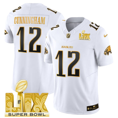 PHI Super Bowl LIX Patch Gold Vapor Limited Jersey - All Stitched