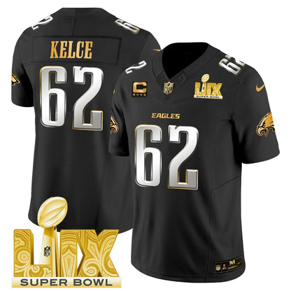 PHI Super Bowl LIX Patch Gold Vapor Limited Jersey - All Stitched