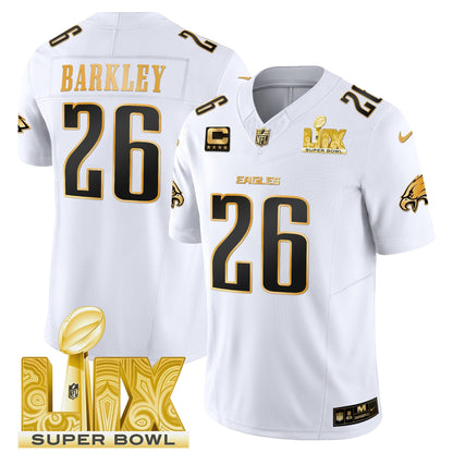 PHI Super Bowl LIX Patch Gold Vapor Limited Jersey - All Stitched