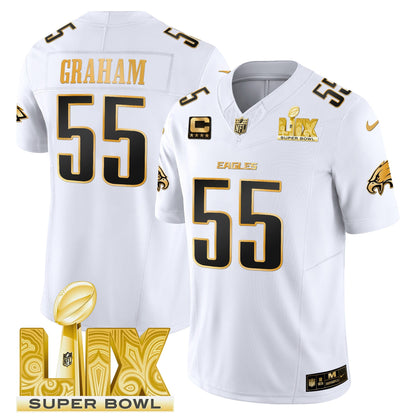 PHI Super Bowl LIX Patch Gold Vapor Limited Jersey - All Stitched