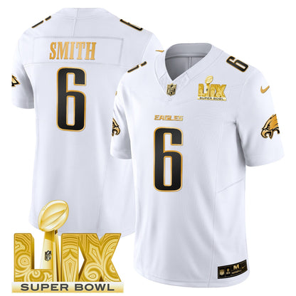 PHI Super Bowl LIX Patch Gold Vapor Limited Jersey - All Stitched