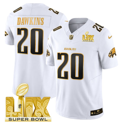 PHI Super Bowl LIX Patch Gold Vapor Limited Jersey - All Stitched