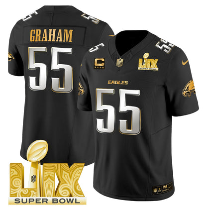 PHI Super Bowl LIX Patch Gold Vapor Limited Jersey - All Stitched