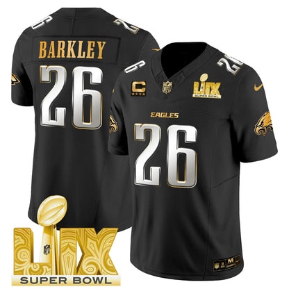 PHI Super Bowl LIX Patch Gold Vapor Limited Jersey - All Stitched