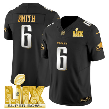 PHI Super Bowl LIX Patch Gold Vapor Limited Jersey - All Stitched