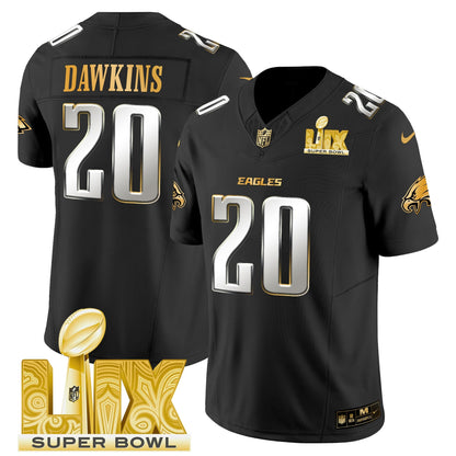PHI Super Bowl LIX Patch Gold Vapor Limited Jersey - All Stitched