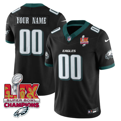 Custom Name/Gender PHI Super Bowl LIX Champions Vapor Limited Jersey - All Stitched