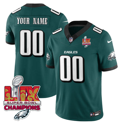 Custom Name/Gender PHI Super Bowl LIX Champions Vapor Limited Jersey - All Stitched