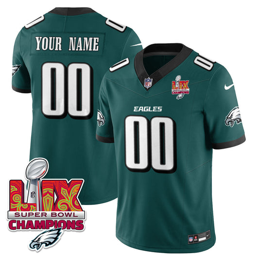 Custom Name/Gender PHI Super Bowl LIX Champions Vapor Limited Jersey - All Stitched