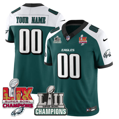 Custom Name/Gender PHI LII-LIX Super Bowl Champions Vapor Limited Jersey - All Stitched