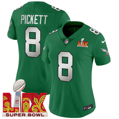 Women's Philadelphia Eagles Super Bowl LIX Patch Vapor Limited Jersey - All Stitched