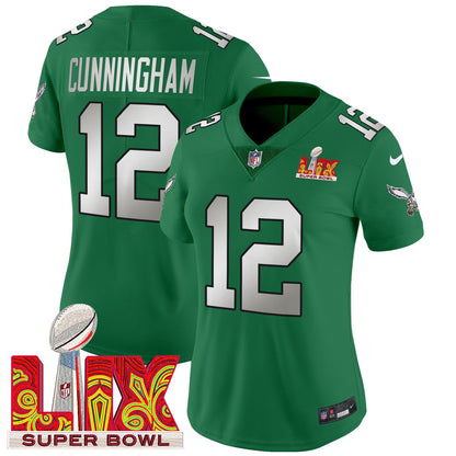 Women's Philadelphia Eagles Super Bowl LIX Patch Vapor Limited Jersey - All Stitched