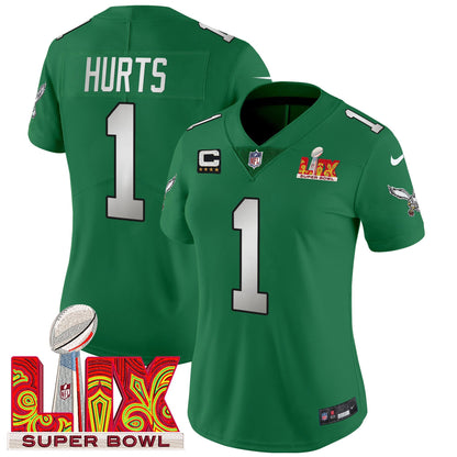 Women's Philadelphia Eagles Super Bowl LIX Patch Vapor Limited Jersey - All Stitched