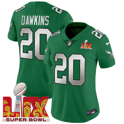 Women's Philadelphia Eagles Super Bowl LIX Patch Vapor Limited Jersey - All Stitched