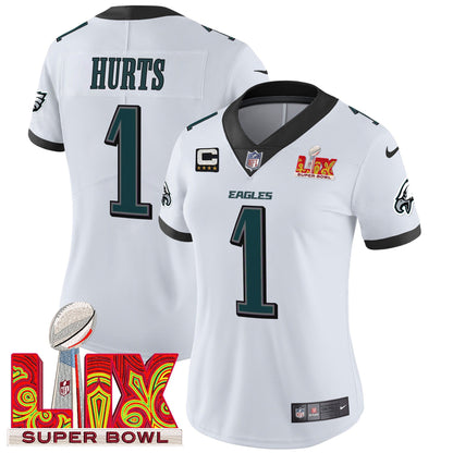 Women's Philadelphia Eagles Super Bowl LIX Patch Vapor Limited Jersey - All Stitched