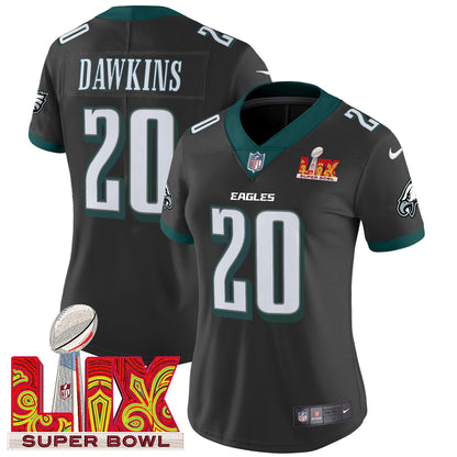 Women's Philadelphia Eagles Super Bowl LIX Patch Vapor Limited Jersey - All Stitched