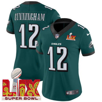 Women's Philadelphia Eagles Super Bowl LIX Patch Vapor Limited Jersey - All Stitched