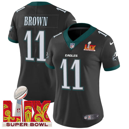 Women's Philadelphia Eagles Super Bowl LIX Patch Vapor Limited Jersey - All Stitched