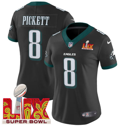 Women's Philadelphia Eagles Super Bowl LIX Patch Vapor Limited Jersey - All Stitched