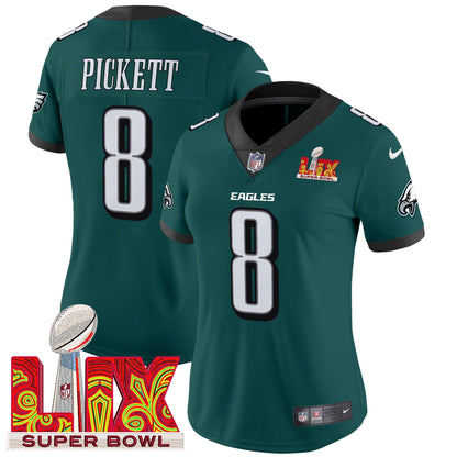 Women's Philadelphia Eagles Super Bowl LIX Patch Vapor Limited Jersey - All Stitched