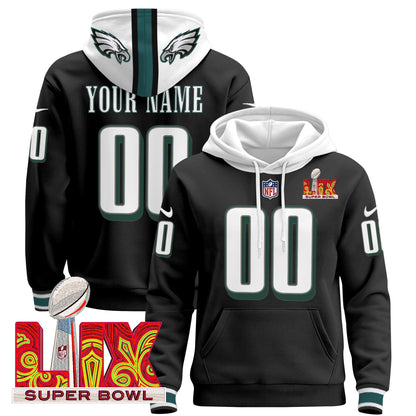 PHI Super Bowl LIX Patch Custom Pullover Hoodie - All Stitched