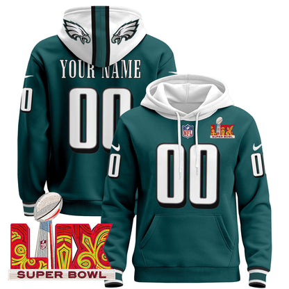 PHI Super Bowl LIX Patch Custom Pullover Hoodie - All Stitched
