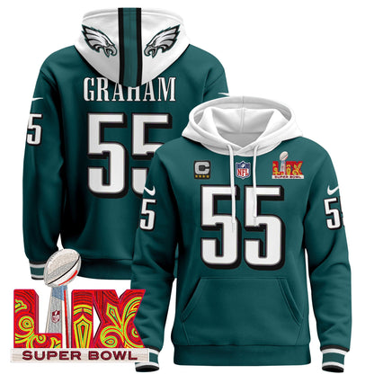 PHI Super Bowl LIX Patch Pullover Hoodie - All Stitched