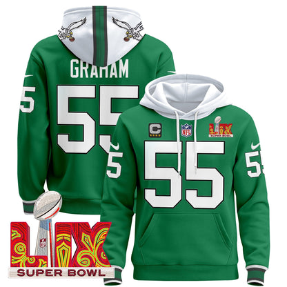 PHI Super Bowl LIX Patch Pullover Hoodie - All Stitched