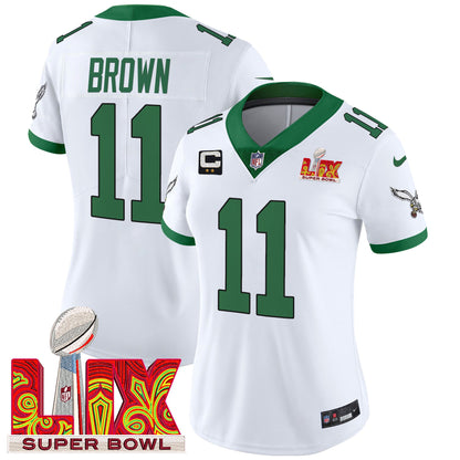 Women's Philadelphia Eagles Super Bowl LIX Patch Vapor Limited Jersey - All Stitched