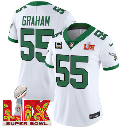 Women's Philadelphia Eagles Super Bowl LIX Patch Vapor Limited Jersey - All Stitched