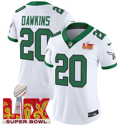 Women's Philadelphia Eagles Super Bowl LIX Patch Vapor Limited Jersey - All Stitched