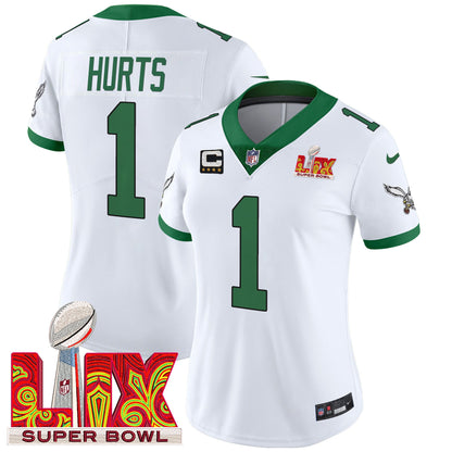 Women's Philadelphia Eagles Super Bowl LIX Patch Vapor Limited Jersey - All Stitched