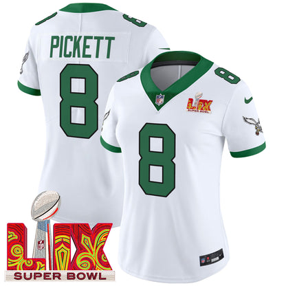 Women's Philadelphia Eagles Super Bowl LIX Patch Vapor Limited Jersey - All Stitched