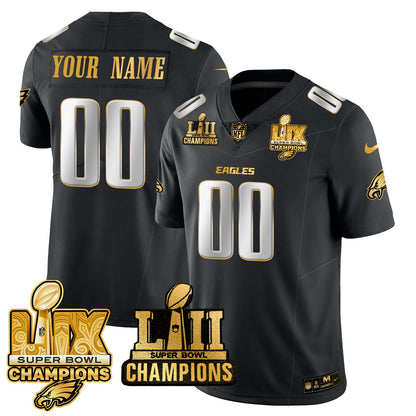 Custom Name/Gender PHI LII-LIX Super Bowl Champions Vapor Limited Jersey - All Stitched