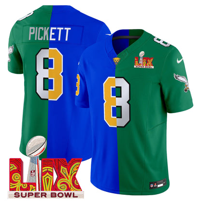 Split Philadelphia Eagles Super Bowl LIX & College Football Vapor Limited Jersey - All Stitched