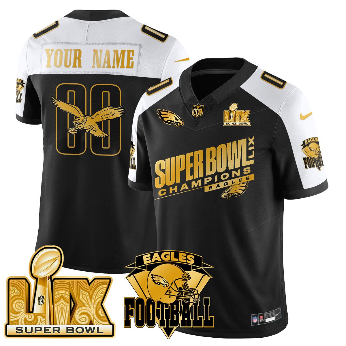 Custom PHI Jersey - Super Bowl LIX Champions Patch CN2