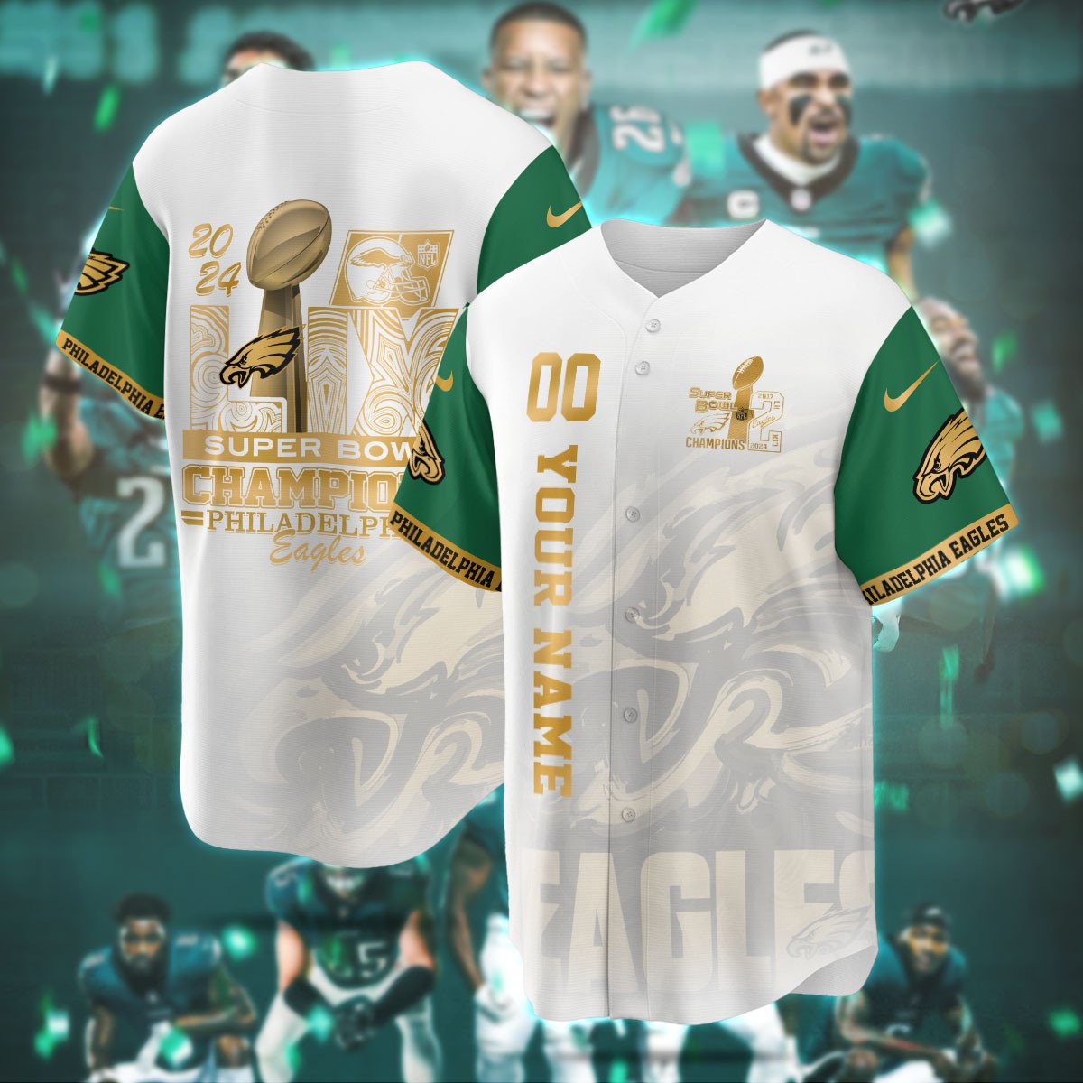 Philadelphia Eagles Super Bowl LIX Champions Custom Limited Jersey CN6