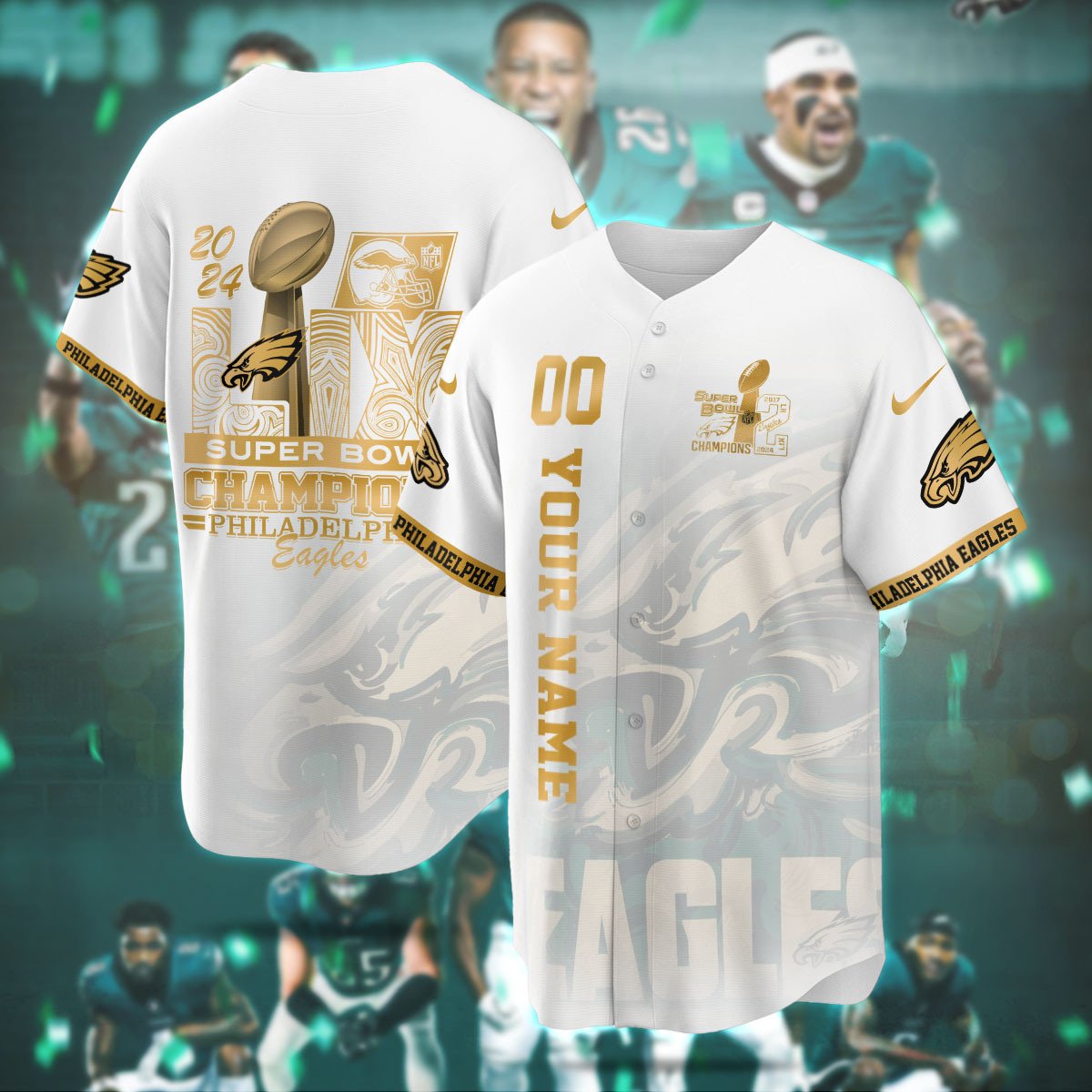 Philadelphia Eagles Super Bowl LIX Champions Custom Limited Jersey CN6