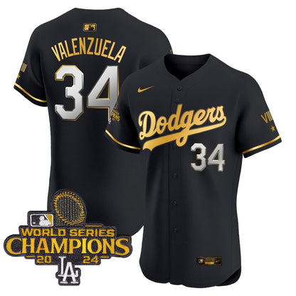 Men's Dodgers 2024 World Series Champions Gold Trim Vapor Premier Elite Jersey V3 - All Stitched