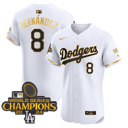 Men's Dodgers 2024 World Series Champions Gold Trim Vapor Premier Elite Jersey V3 - All Stitched