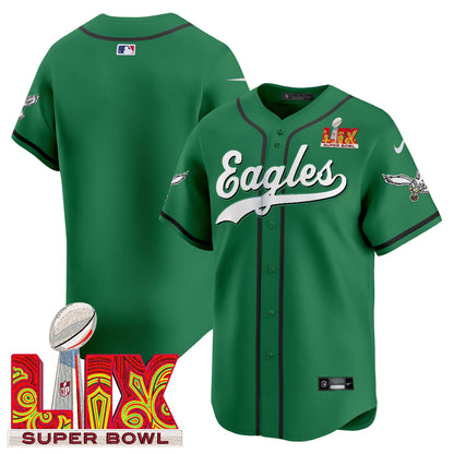 Men's Philadelphia Eagles Midnight Green Super Bowl LIX Vapor Baseball Jersey - All Stitched