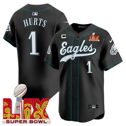 Men's Philadelphia Eagles Midnight Green Super Bowl LIX Vapor Baseball Jersey - All Stitched