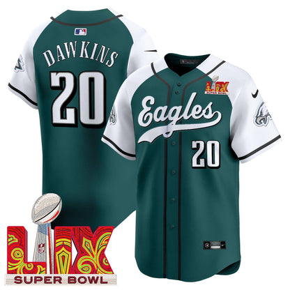 PHI Midnight Green Super Bowl LIX Vapor Baseball Jersey - All Stitched
