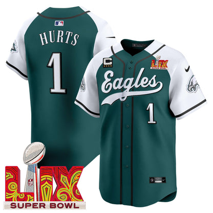Men's Philadelphia Eagles Midnight Green Super Bowl LIX Vapor Baseball Jersey - All Stitched
