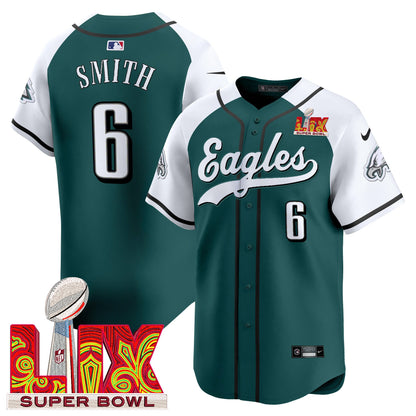 Men's Philadelphia Eagles Midnight Green Super Bowl LIX Vapor Baseball Jersey - All Stitched