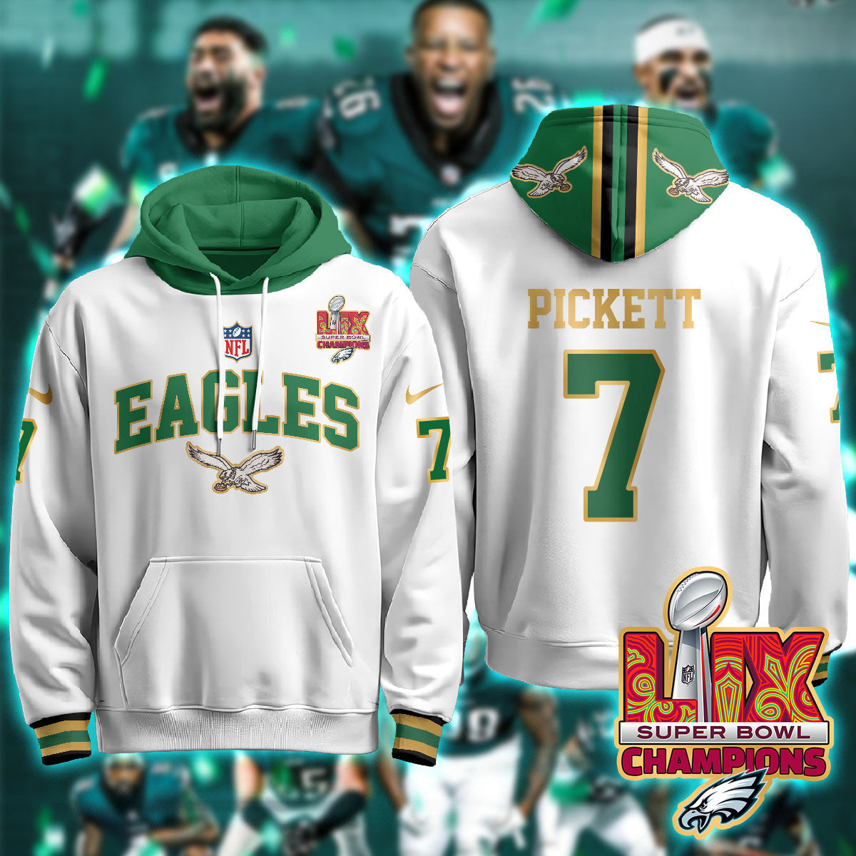 PHI Super Bowl LIX Champions Gold Hoodie N2R
