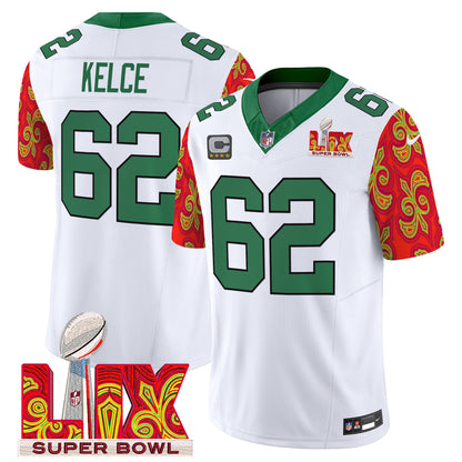 Philadelphia Eagles Kelly Green Super Bowl LIX Style Vapor Limited Jersey - All Stitched